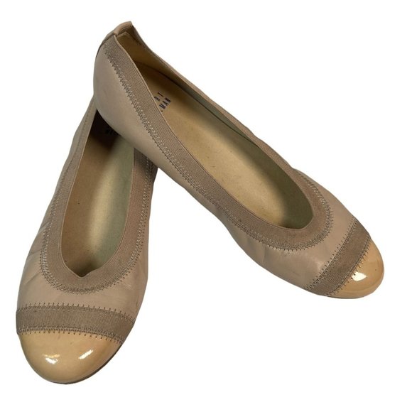 Stuart Weitzman Tipable Elastic Trim Ballerina Flat Adobe Leather Size 8M - Picture 3 of 6